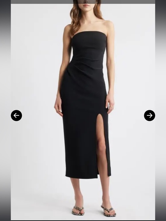Open Edit Dresses & Skirts - NWT Open Edit Sz XL Women’s Black Ruched Tube Strapless Maxi Slit Dress Ret $79!